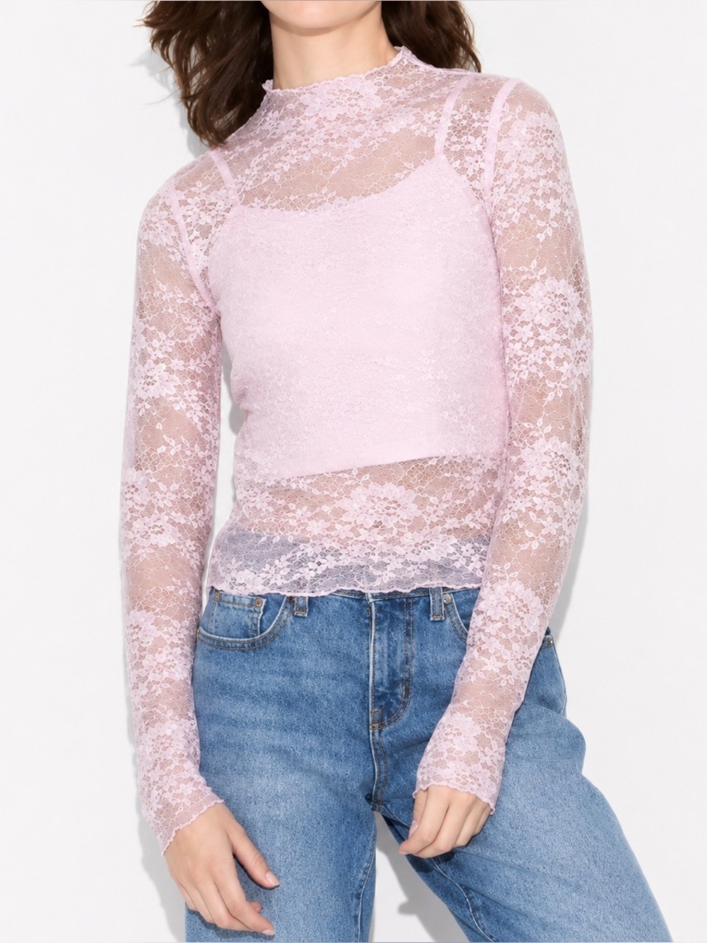 Wild Fable NWT pink lace sequined top, small